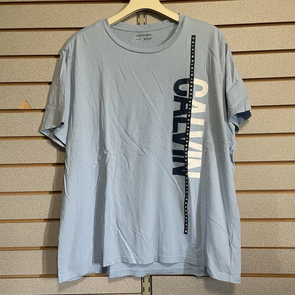 Calvin Klein CK Blue T Shirt Tee X Large XL 100% Cotton